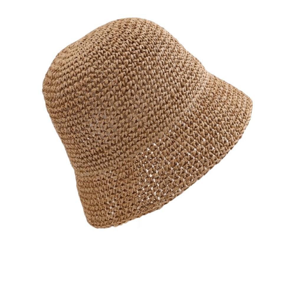 Korean Style Women Sun Hat Solid Color Bucket Hat Casual Straw Fisherman Hat  Girl