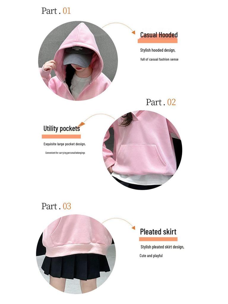 Girls' 2025 Autumn Korean Style Sweatshirt Set - Trendy Base Layer for Big Girls