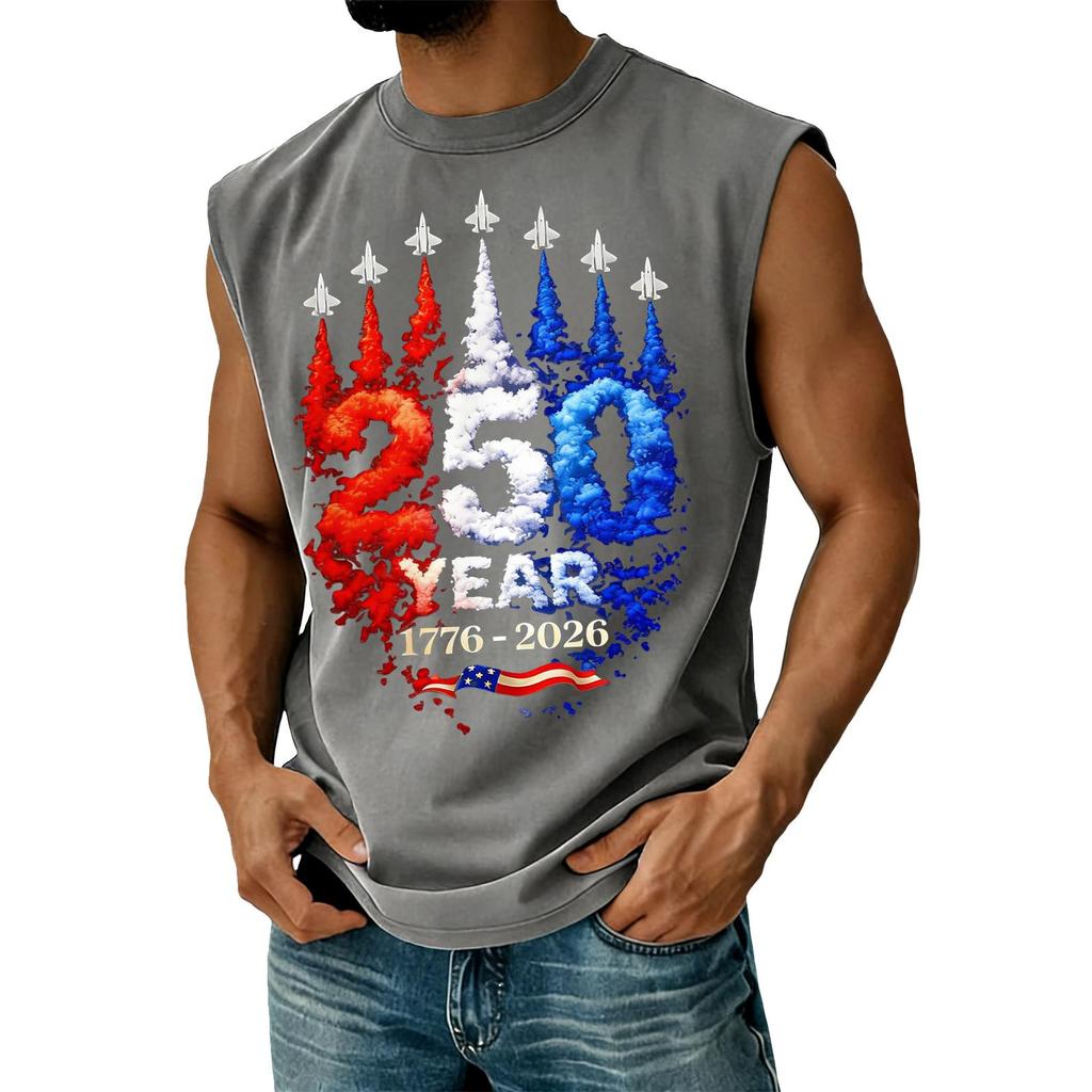 Men's Casual Independence Day Printed Tank Top