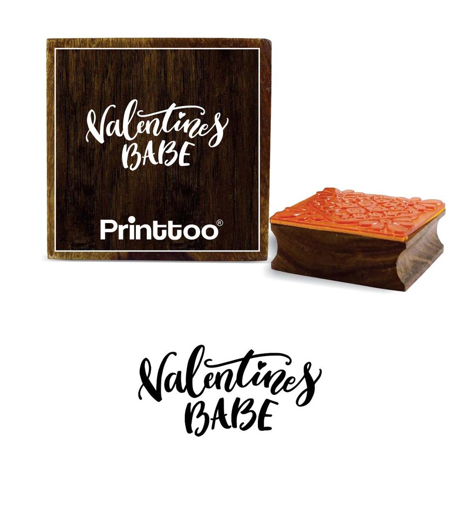 Printtoo Valentines Babe Word Design Diary Card Print Square Wooden Rubber Stamp-2 x 2