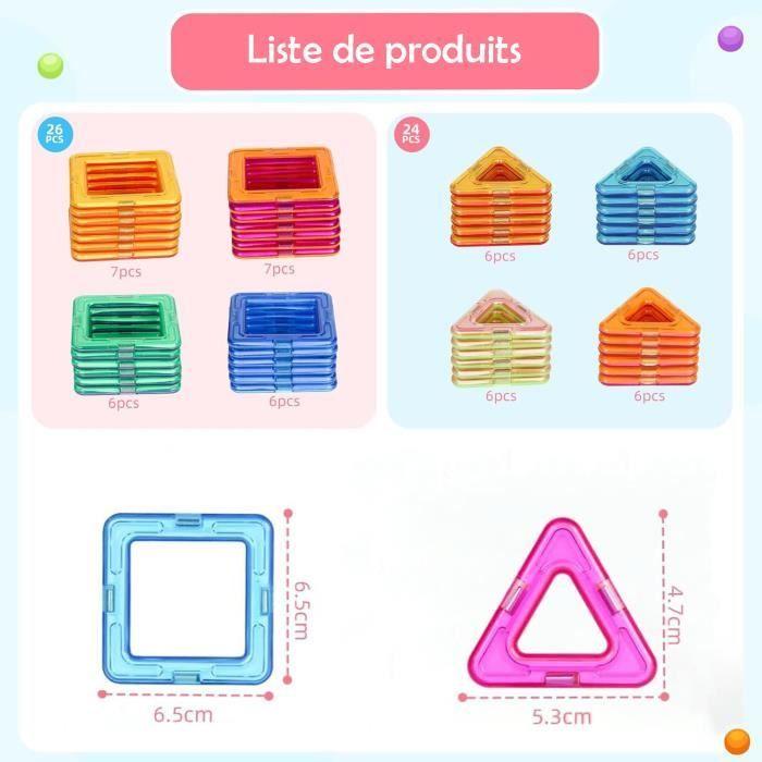 Jeux éducatifs - DARMOWADE - Blocs de Construction Magnétiques - 50 pièces - Portable - Flexible