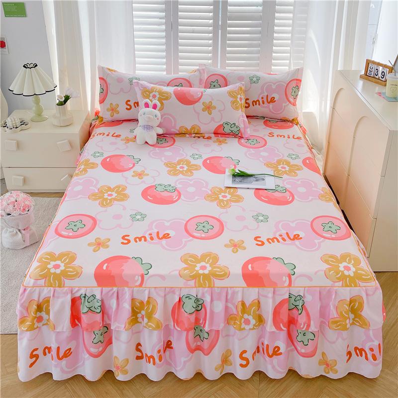 Korean-Style Brushed Princess Bed Skirt - Double-Sided Thickened Simmons Cover