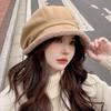Small face, cold protection, ear protection, casual lamb wool star anise padded cotton, burr edge beret