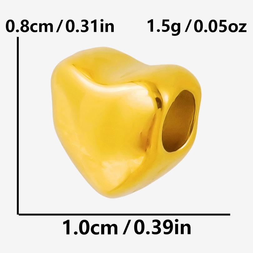 6/12pcs Big/Small Hole Star Heart Pea Real Gold Plated PVD No Fade Stainless Steel Beads For Jewelry Making Supplies Spacer Bead