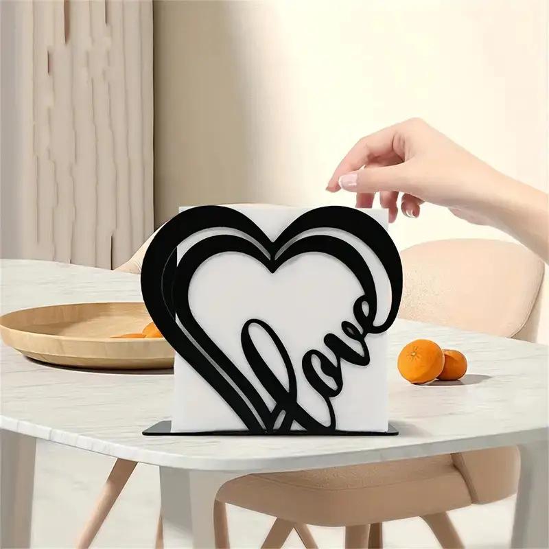 Heart Shaped Iron Napkin Holder Metal Paper Stand Home Party Decoration Independent Desktop Tissue Storage Clip Napkin Dispenser