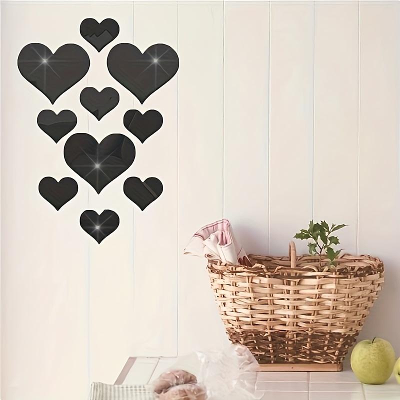10PCS Mural Decal 3D Mirror Wall Sticker Love Heart Removable Stickers Livingroom Decoration Wall
