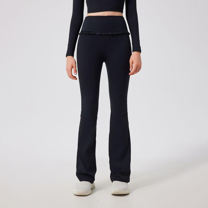 

Mitaogirl Kendall Frill Micro-Pull Yoga Pants Women New Fake Two-Piece Trumpet pants Sports Fitness Pants