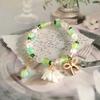Womens Interlocking Green Bead Bracelet Ins Style Best Friend Gift Handmade