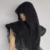 1 Unisex-Schal mit Quasten, einfarbige Gesichtsmaske/Kopfbedeckung, vielseitiges Bandana, Streetwear-Punk-Schal, warm, geeignet für den Urlaub
