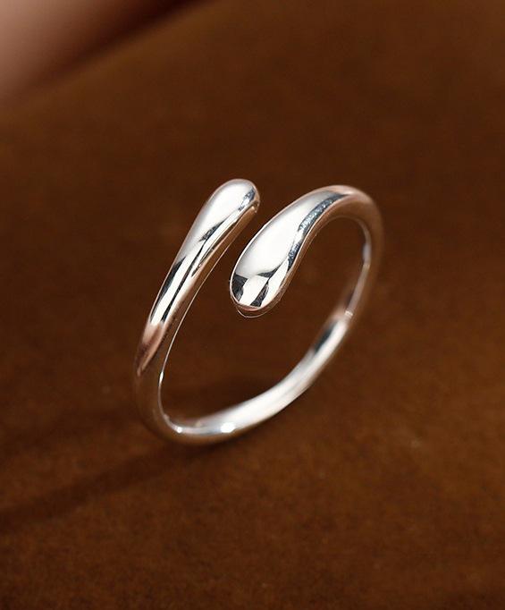 Anel Irregular Gota d'Água Ajustável em Aço Inoxidável - Estilo Frio Europeu e Americano