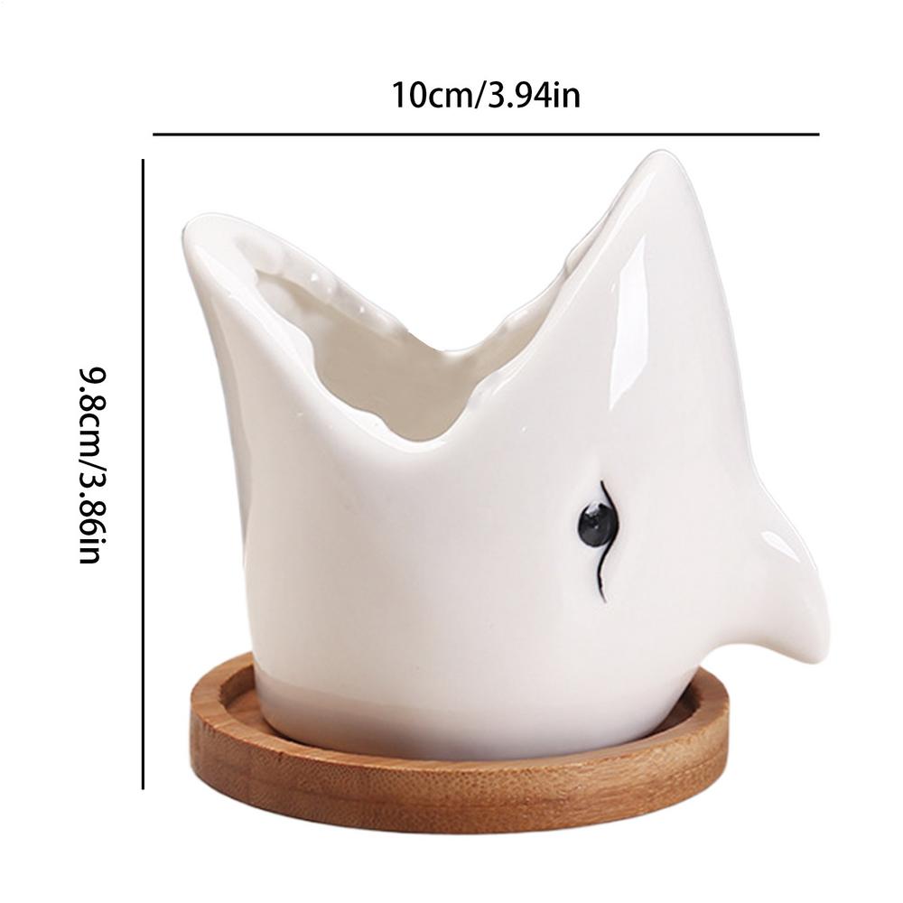 

Уникальный керамический горшок-контейнер для кактусов и цветов в виде головы акулы, горшки для суккулентов, контейнер для цветов для спальни, гостиной белый