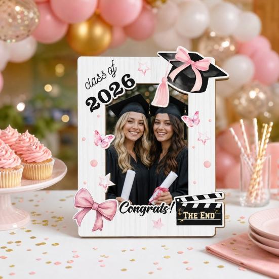 Graduation Memorial Wooden Photo Frame Class of 2026 Solid Wood