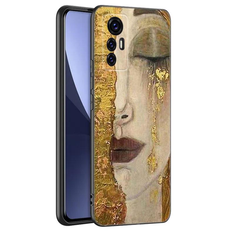 Custodia per telefono in silicone nero con arte Gustav Klimt Il Bacio per Xiaomi Mi 9 SE 8 10T 11 12 13 Lite 9T 11T 12S 12T 13T 14 Pro 5G NE 11i 12X