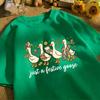 Just A Bestive Goose Print Unisex Basics T-Shirt Summer Loose Short Sleeve O-Neck Cotton Tee Fashion Unisex All-Match Clothing