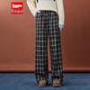 IEF Women's 2025 Winter Plaid Wide-Leg Warm Pants