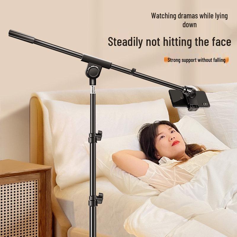 Floor-Standing Mobile Holder & Tripod with Fill Light for Live Streaming & Top-Down Shooting