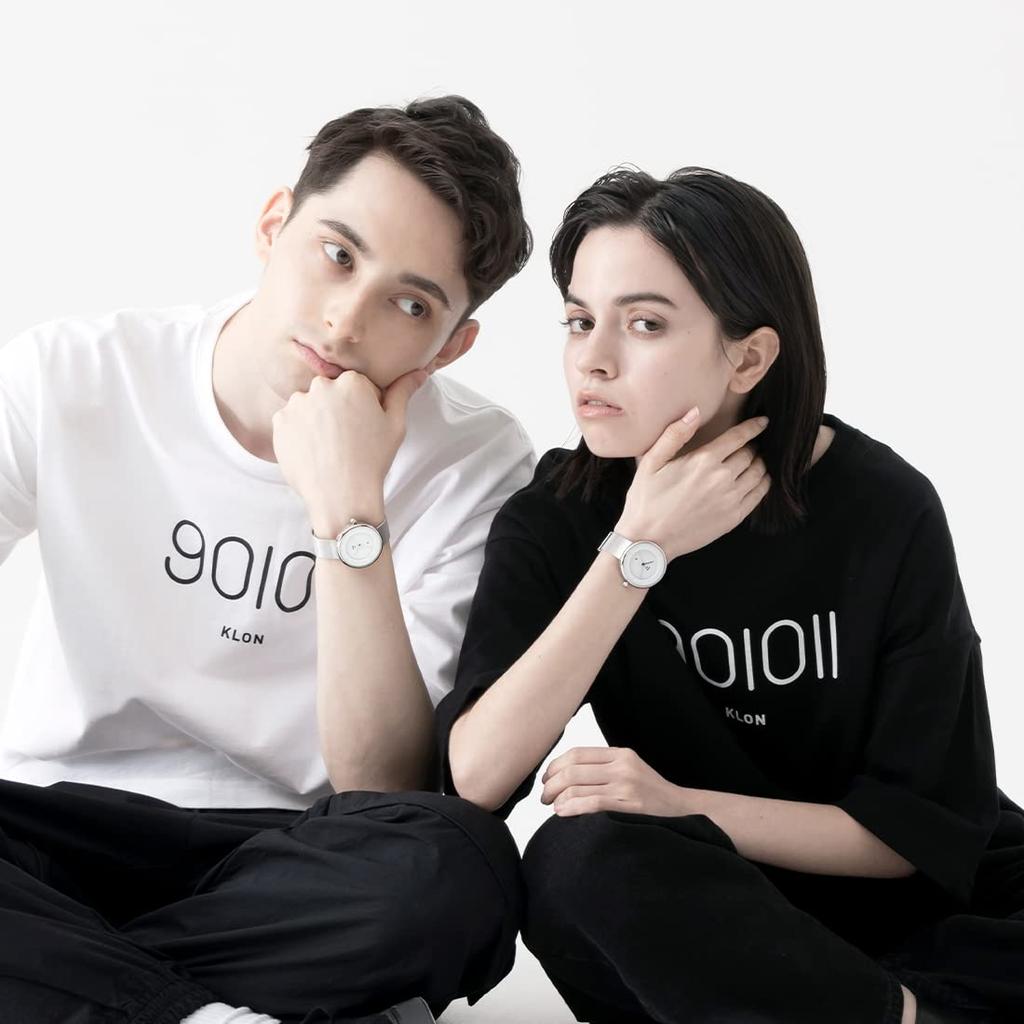 Watch Replacement Strap Set 2way White Silver Popular Brand Stylish Leather 36mm KLON INFINITY STAIR Series Men's Women's -LATTER- [36/W-FACE]