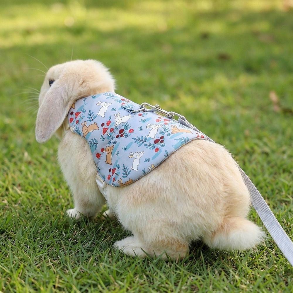 Adjustable Guinea Pigs Vest Flower Pattern Walking Harness Pet Harness and Leash  Outdoor Use