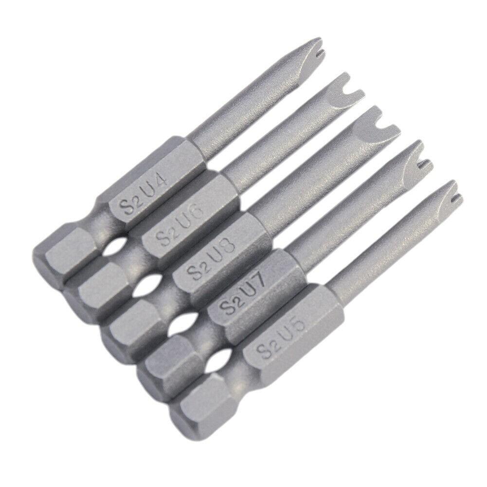 

5Pcs/set Magnetic U Shape Screwdriver Security Bits Tool 1/4 Hex Shank 50mm 5pcs