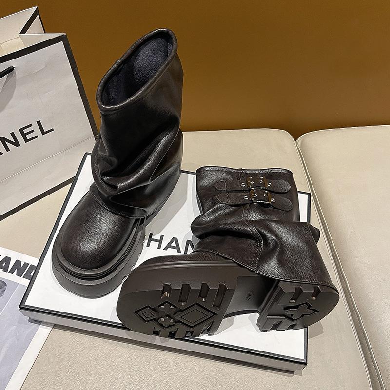 Boots Women's Short Boots 2025 New Summer Trend Retro Handsome Versatile Small Thick-soled Fried Street Trousers Boots