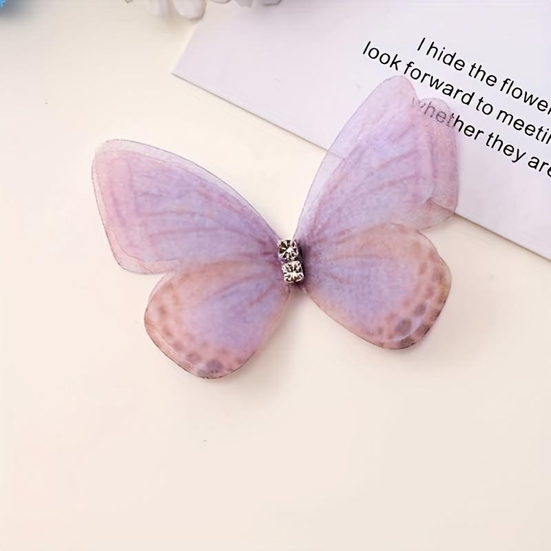 30pcs Double Diamond Mesh Printed Butterfly Jewelry Headwear Clothing DIY Handmade Mesh Flower Patch Ancient Hanfu Hair Clip