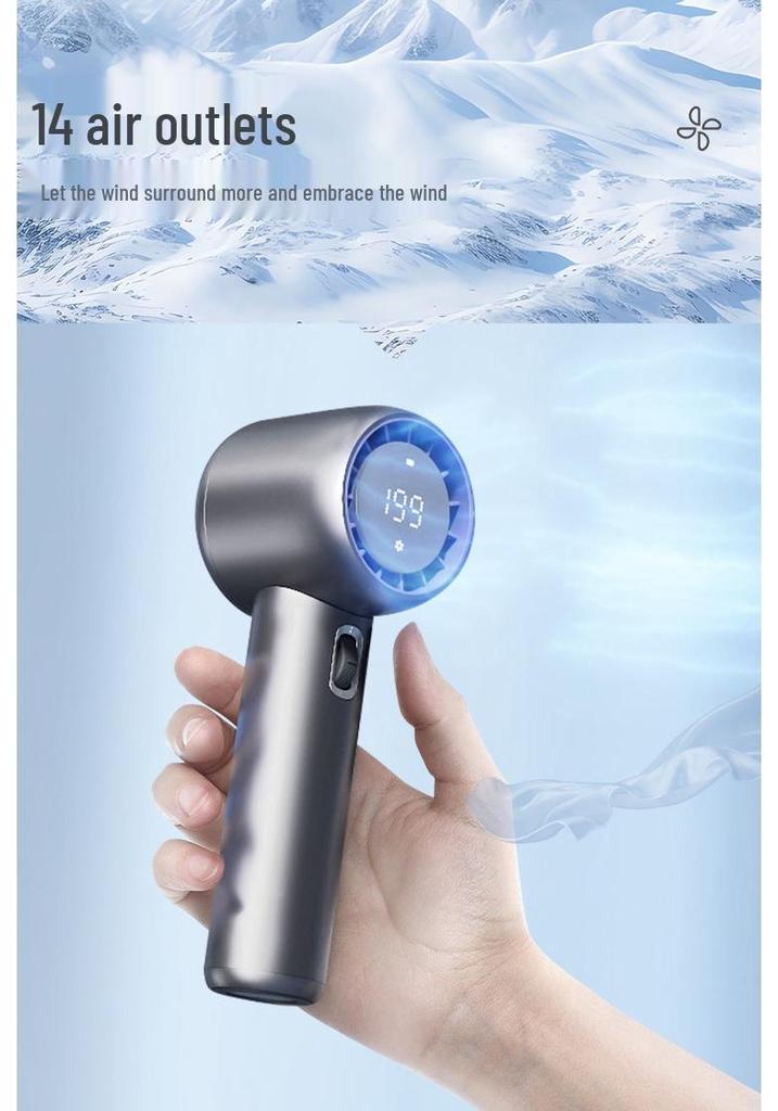 High-Speed Turbo Handheld Fan with Digital Display, USB Fast Charging, Long Battery Life, and Strong Wind Power