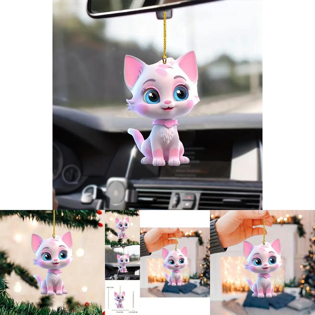 Adorable Pink Acrylic Cartoon Style Car Hanging Decoration For Trendy Vehicle Decor