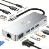 11-in-1 USB C Docking Station 3×USB 3.2 10Gbps Gigabit RJ45 4K@60Hz HDMI-Compatible VGA SD/TF 3.5mm Audio 100W PD For Laptops