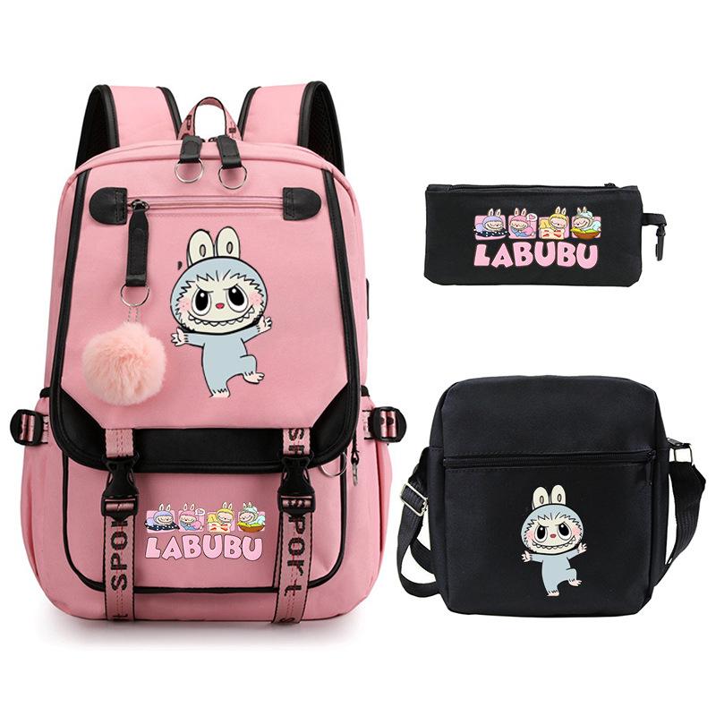 Cartoon Printed Children's Backpack Large Capacity Campus Trend Student Schoolbag Three-piece Set