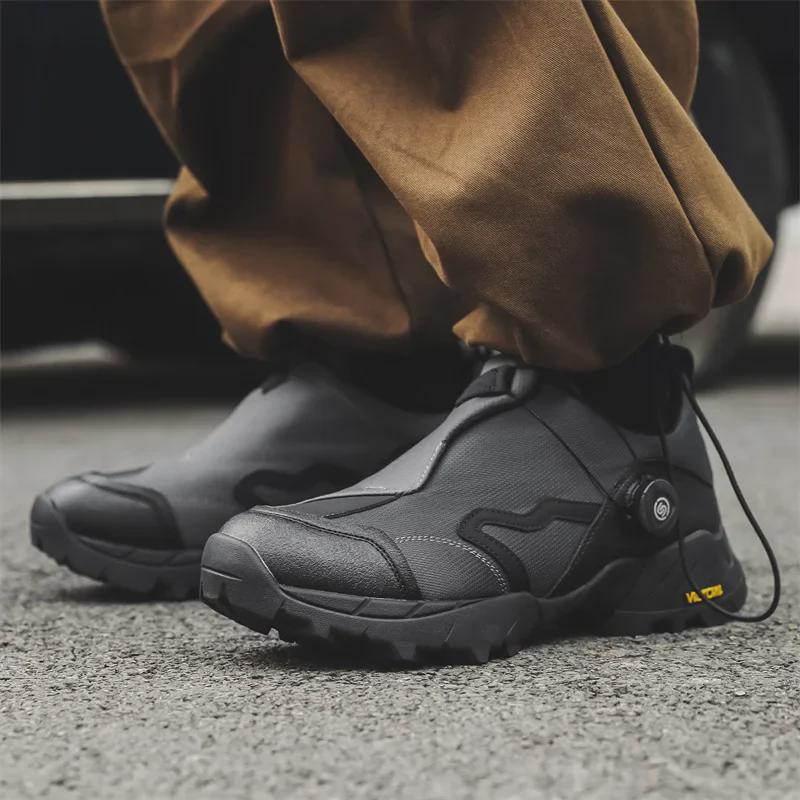 Men's Retro Thick-Soled Leather Hiking Shoes for Fall Camping