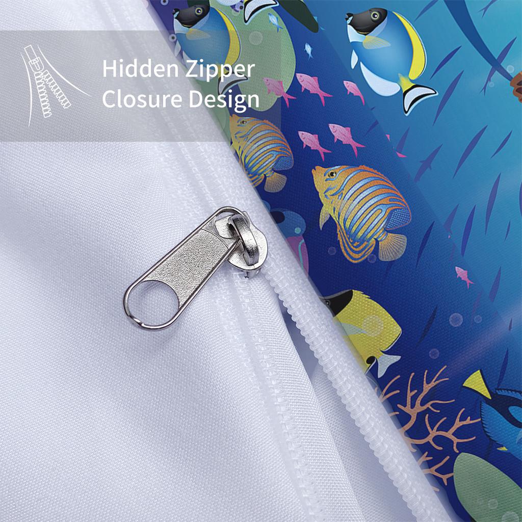 3-piece set, turtle underworld themed pattern printed bedding set, 1*duvet cover+2*pillowcase, for queen, king, double bedroom