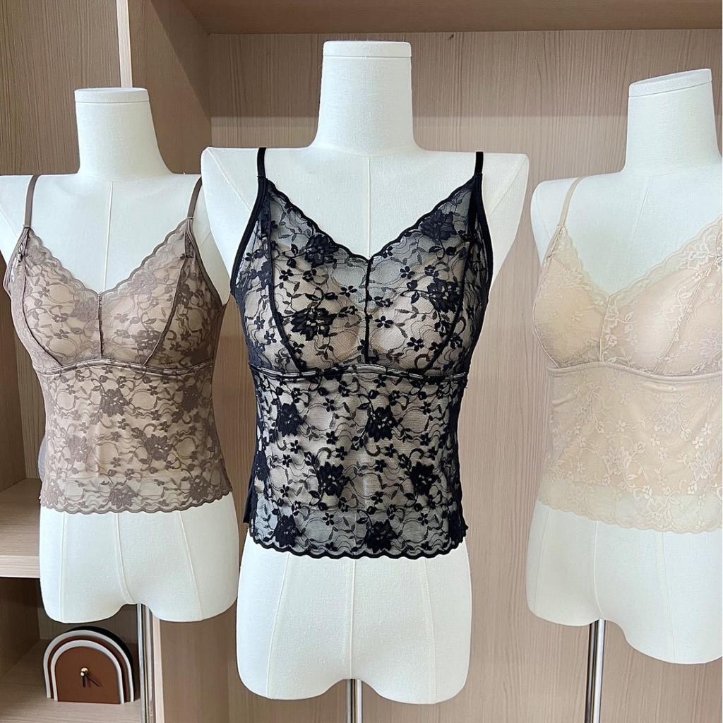 Lace V-Neck Cami With Built-In Bra