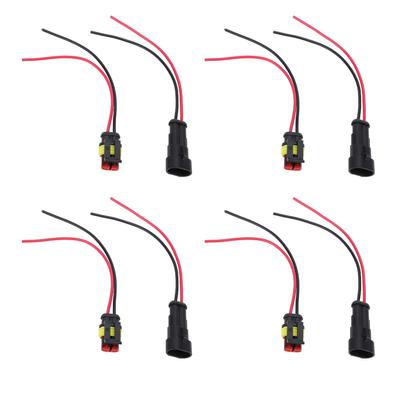 4 Sets 2 Pin Male and Female Plug Adapter Electrical Connector Wire Harness for Automotive Motorcycles RVs