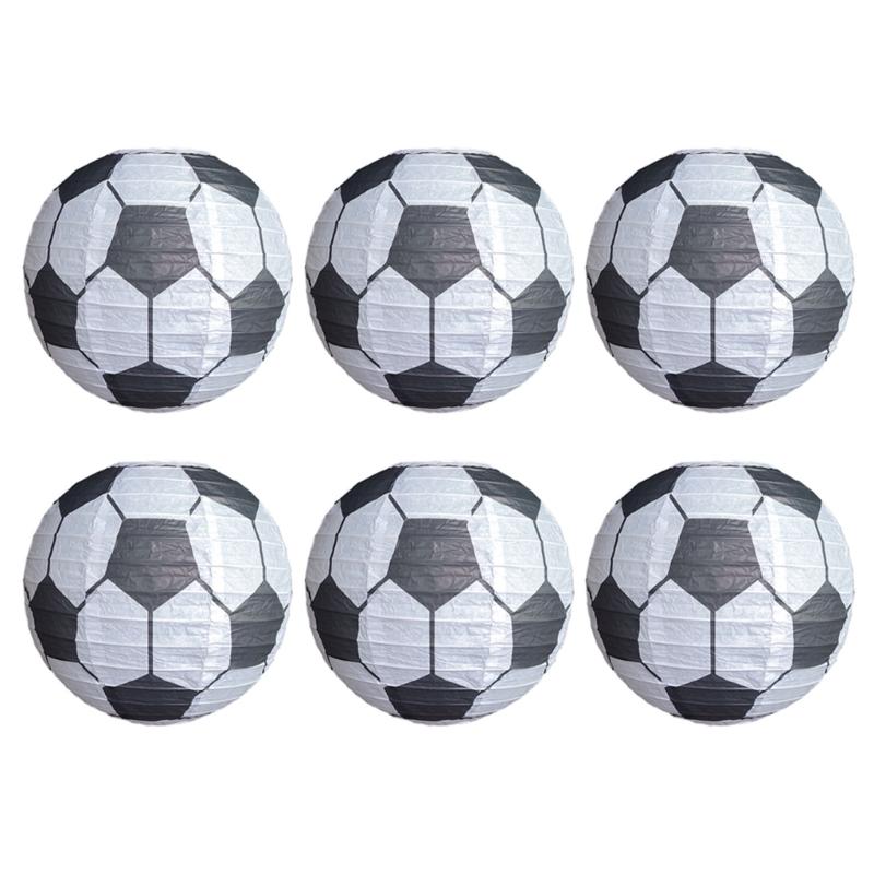 Lot de 6 Lanternes en Papier Sport Football Décoration Suspendue Japonaise pour Anniversaires sur le Thème du Football Centres de Table
