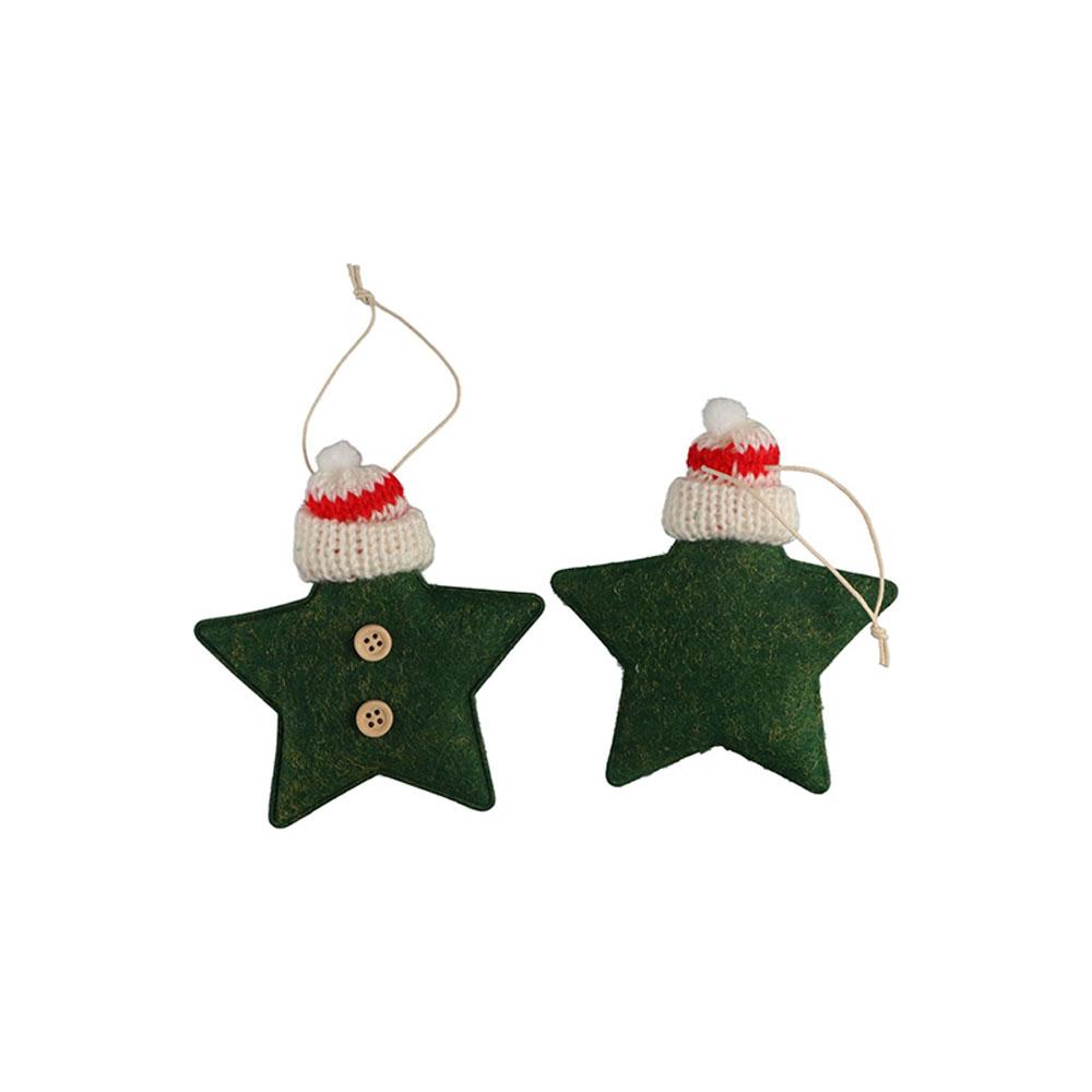 Decorative Knitted Hat Xmas Wool Felt Hanging Pendant Stars Ornaments Christmas Tree Decoration