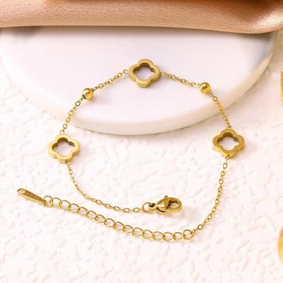 Elegantes vierblättriges Kleeblatt Titanstahl Armband für Damen - Modisch, Einzigartiges Design, Langlebiger, Nicht verblassender Schmuck