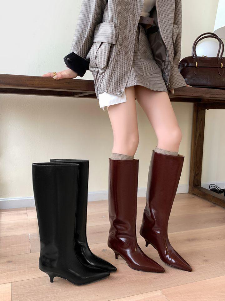 Boots Women's 2025 New Popular Autumn and Winter Pointed Kitten and Long Boots Wide Tube High Heel Short Boots Women's Boots