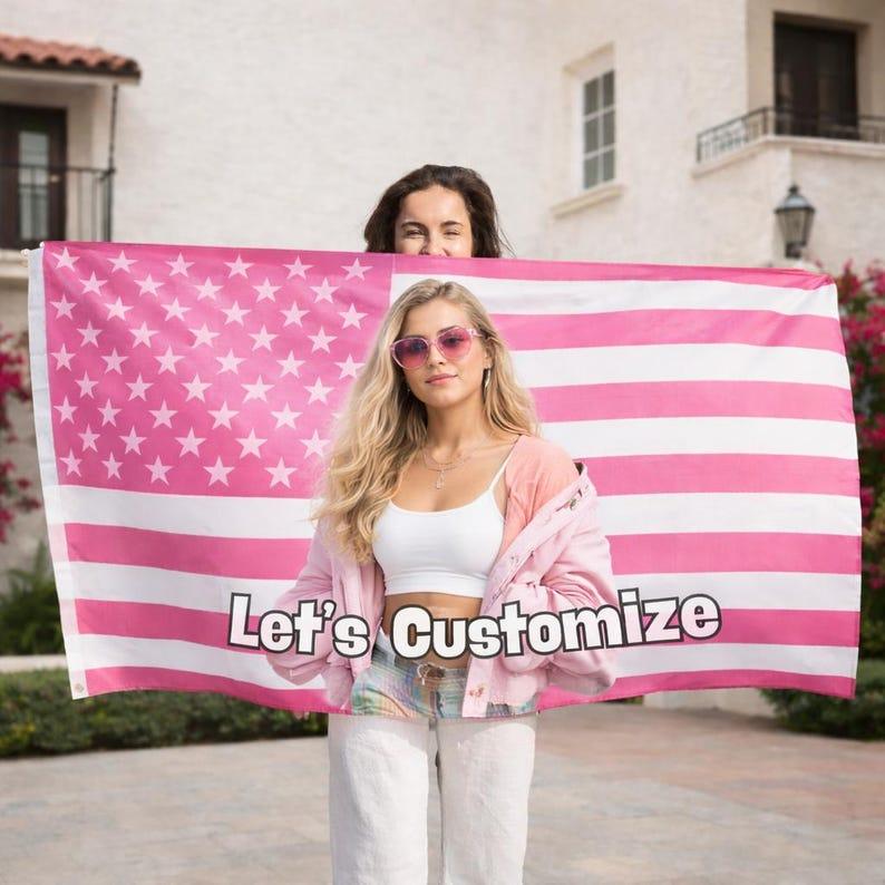 Pink American flag tapestry 75x100