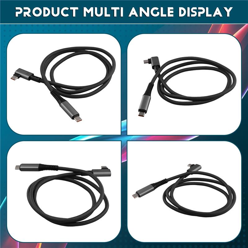 USB4 Type-C 240W Fast Charging Cable With LED Digital Display 8K@60Hz 40Gbps Data Transfer Data Cable Right Angle