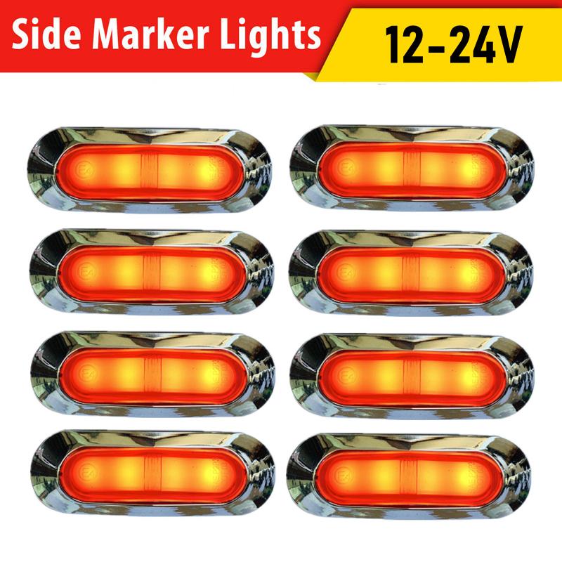 8PCS Trailer Lights LED Side Marker Lights Truck Lighting 12-24v Truck Marker Lights Amber 4LED Side Light For Trucks красный