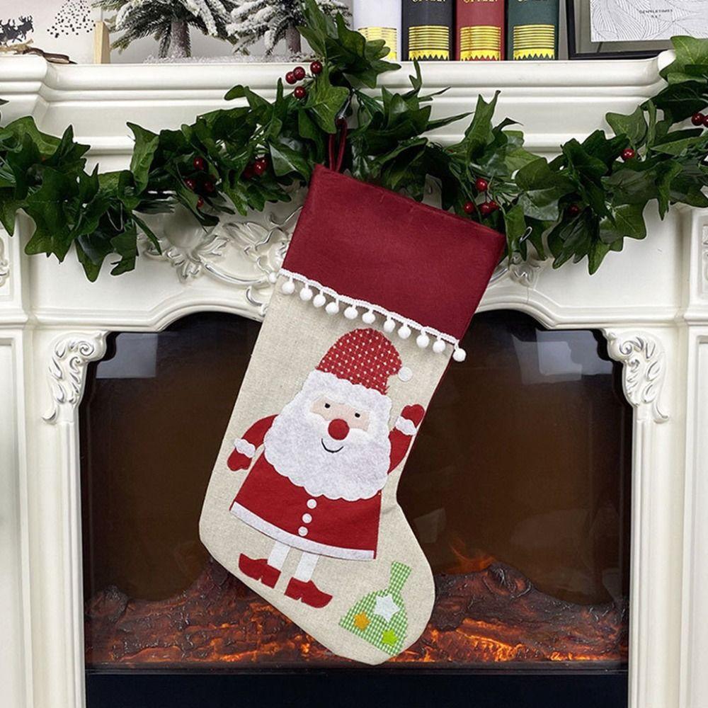 Santa Claus Large Candy Christmas Stocking Snowman Fireplace Christmas Stocking  Car