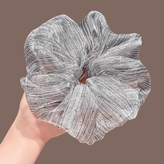 Temperament Eugen yarn broken diamond large intestine hair band women's high elastic ponytail rubber band hair rope new headrope hair accessories