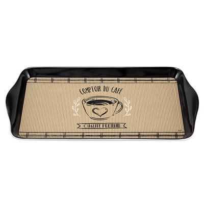 [A0221] - "Comptoir du Café" Melamin-Kuchenplatte, braun und schwarz - 30. 5 x 15 cm