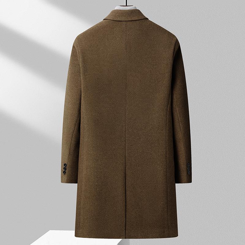 New Autumn and Winter Woolen Coats for Men, Slim-fitting Mid-length Woolen Windbreakers, Men's Thickened Woolen Woolen Coats, Men's Coats