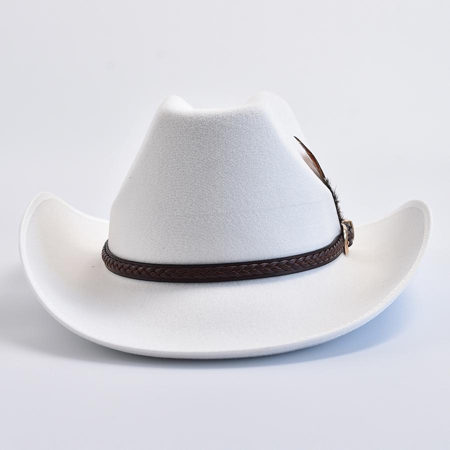 Men Women Western Style Felt Fedoras Hats Vintage Gentleman Cowgirl Jazz Hats Wide Brim Church Caps