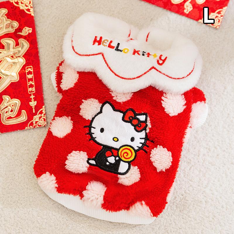 

Мультфильм Милая Одежда для домашних животных Аниме Kt Cat Pet Cat Осень Зима Утолщенная Теплая Одежда Pet Рождественский Год Свитер Куртка L
