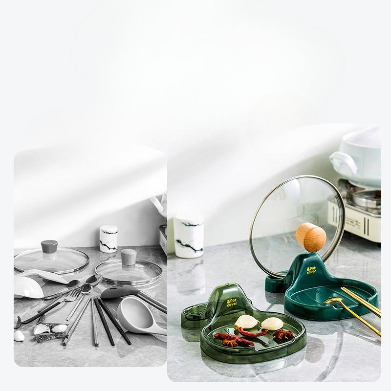 Shell Pot Lid Rack, Household Kitchen Storage Rack, Countertop Transparent Pot Lid Draining Rack, Cutting Board Spoon and Spatula Storage Rack