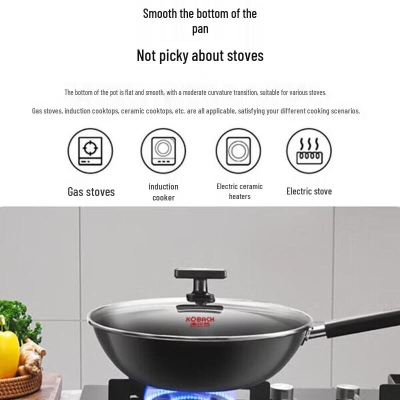KOBACH 32cm Non-Coated Iron Wok