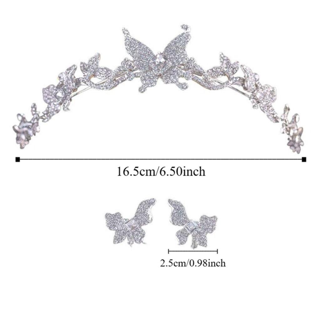 Bride Headdress Butterfly Crystal Tiara Set Sparkling Wedding Jewelry Suit Wedding