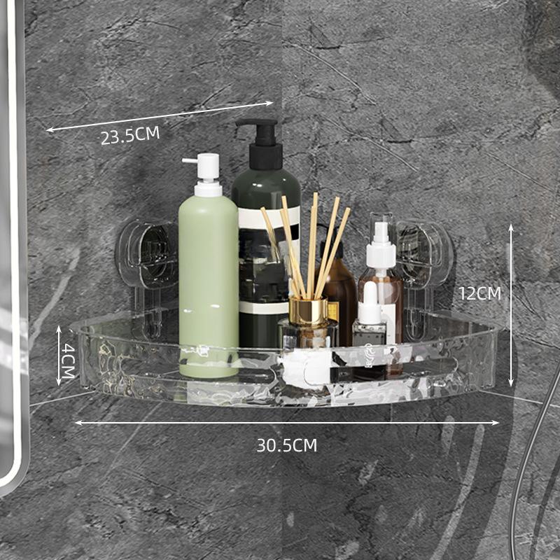 Гофрированная угловая полка-присоскаТреугольная полка для храненияВанная раковинаНастенная полка для хранения без сверления Transparent color